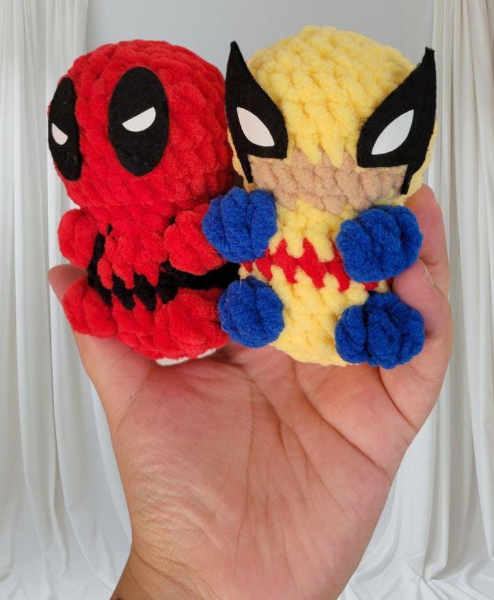 dead pool and wolverine felt eyes for itty bitty pattern
