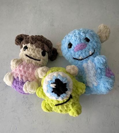 Itty Bitty Monster Family Crochet Pattern Sully Mike Boo Ink