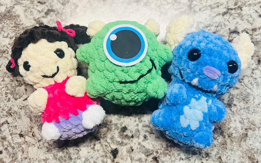 Itty Bitty Monster Family Crochet Pattern Sully Mike Boo Ink