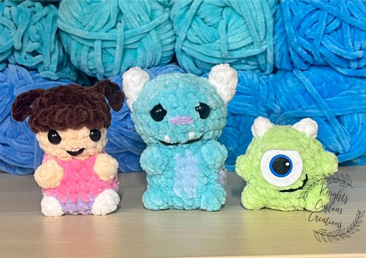 Itty Bitty Monster Family Crochet Pattern Sully Mike Boo Ink