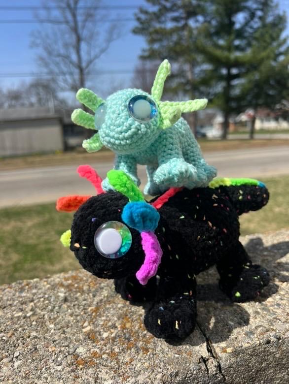 Pip the Standing Axolotl crochet pattern low-sew