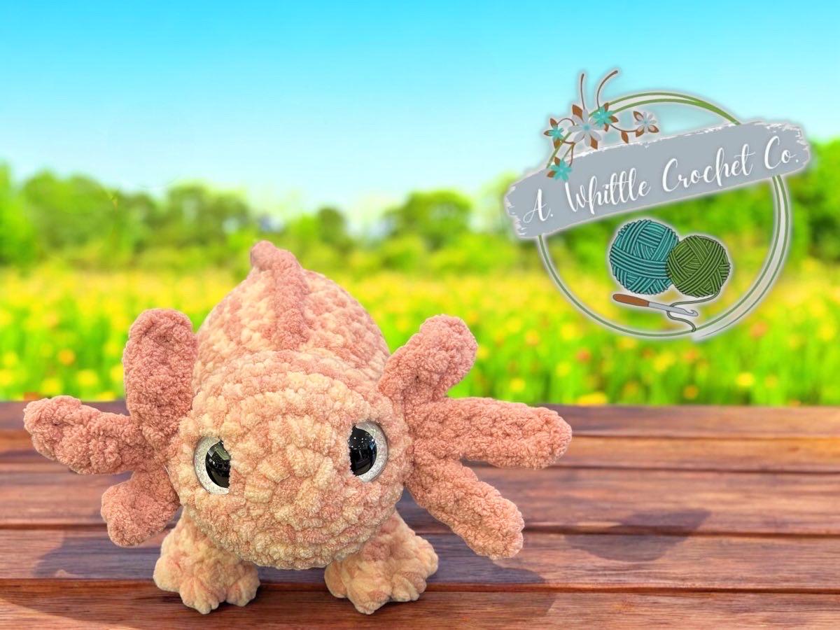 Pip the Standing Axolotl crochet pattern low-sew