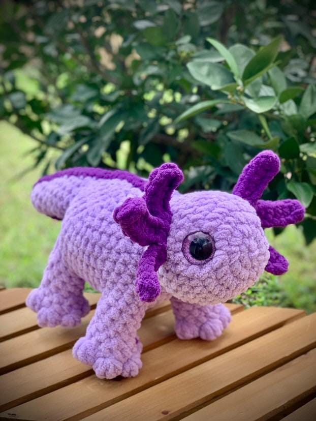 Pip the Standing Axolotl crochet pattern low-sew