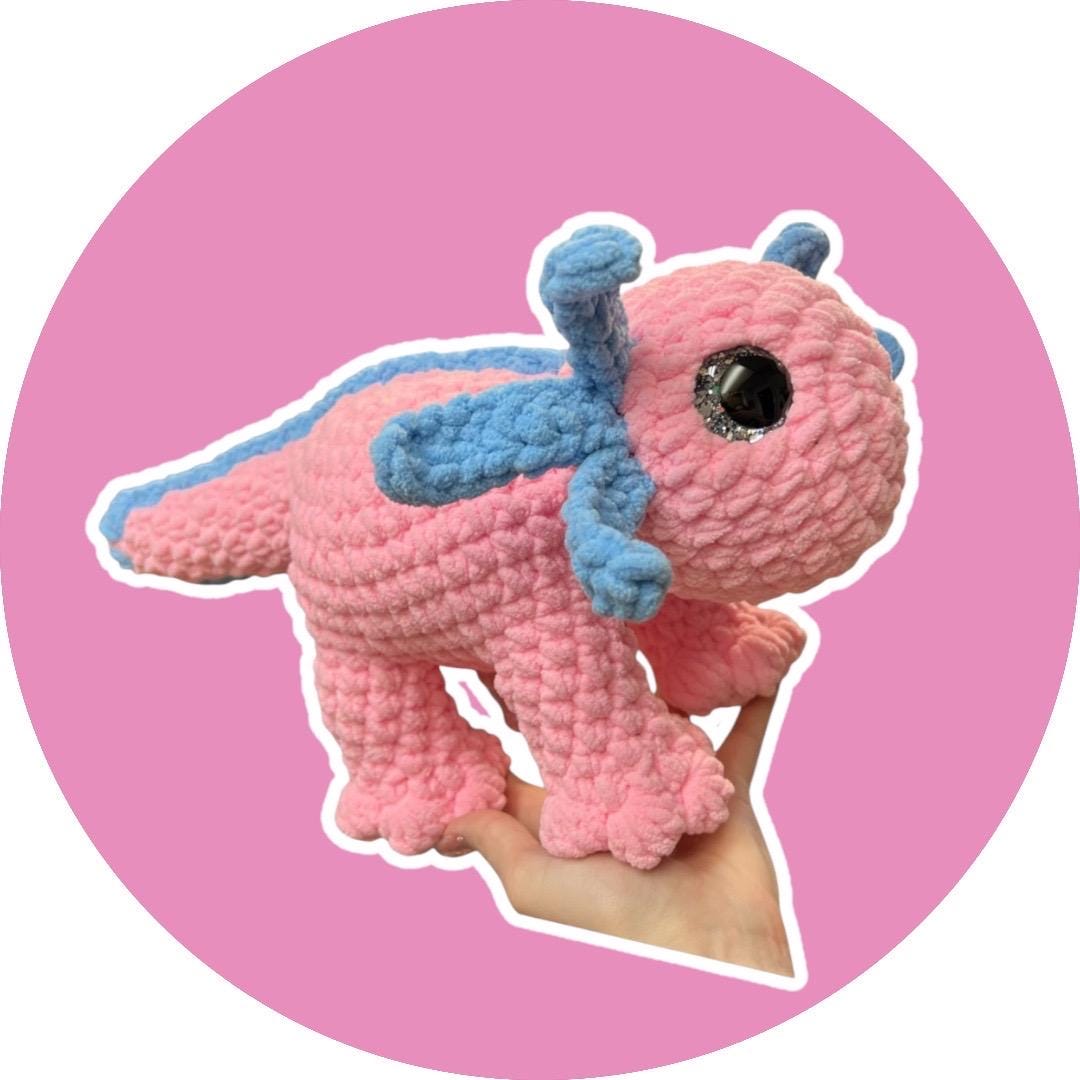 Pip the Standing Axolotl crochet pattern low-sew